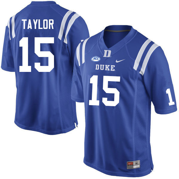 Men #15 Jake Taylor Duke Blue Devils College Football Jerseys Sale-Blue